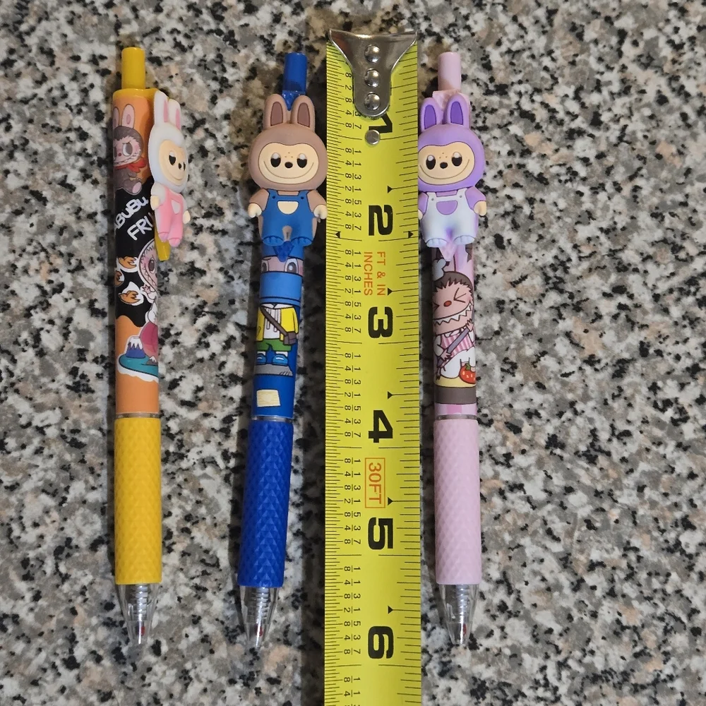 3 Cute Labubu Pens - Blue, Purple, Pink